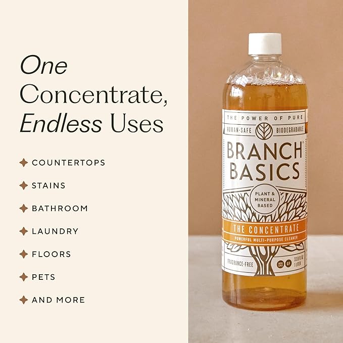 Branch Basics Premium Starter Kit: All Purpose, Glass, and Bathroom Cleaner plus our Foaming Wash, and Laundry Bottle (3 Plastic Spray Bottles + Concentrate) Fragrance-Free