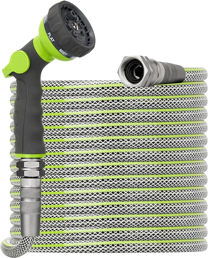 Flexible Garden Hose 25 FT - Heavy Duty Non-Expandable 25FT Outdoor Water Hose Pipe, 1/2" x 25Feet, 3/4" Solid Swivel Fittings, 25 Feet, Kink and Leak Proof