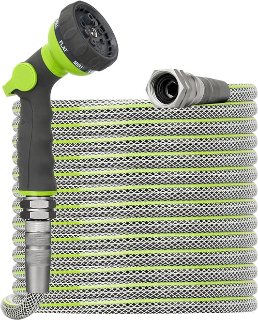 Flexible Garden Hose 100 FT - Heavy Duty Non-Expandable 100FT Outdoor Water Hose Pipe, 1/2" x 100Feet, 3/4" Solid Swivel Fittings, 100 Feet, Kink and Leak Proof
