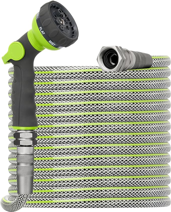 Flexible Garden Hose 50 FT - Heavy Duty Non-Expandable 50FT Outdoor Water Hose Pipe, 1/2" x 50Feet, 3/4" Solid Swivel Fittings, 50 Feet, Kink and Leak Proof