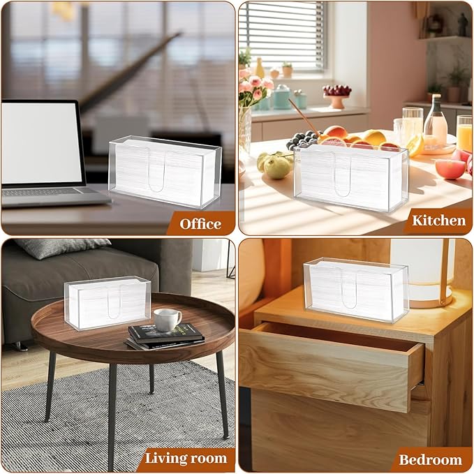 2 Pack Acrylic Paper Towel Holder Clear Napkin Holder Countertop Dispenser Napkin Storage Box for Z-fold C-fold or MultiFold Trifold Paper Towels for Bathroom Kitchen Restaurant