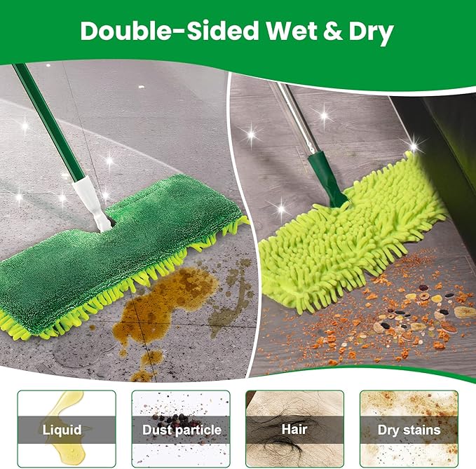 3 Pack Mop Head Replacement for Libman 18" 2-Sided Microfiber Dust Mop, Washable & Reusable Mop Pad Refills for Libman Flat Mop for Indoor & Outdoor Flooring, Bedrooms, Kitchens, Living Rooms