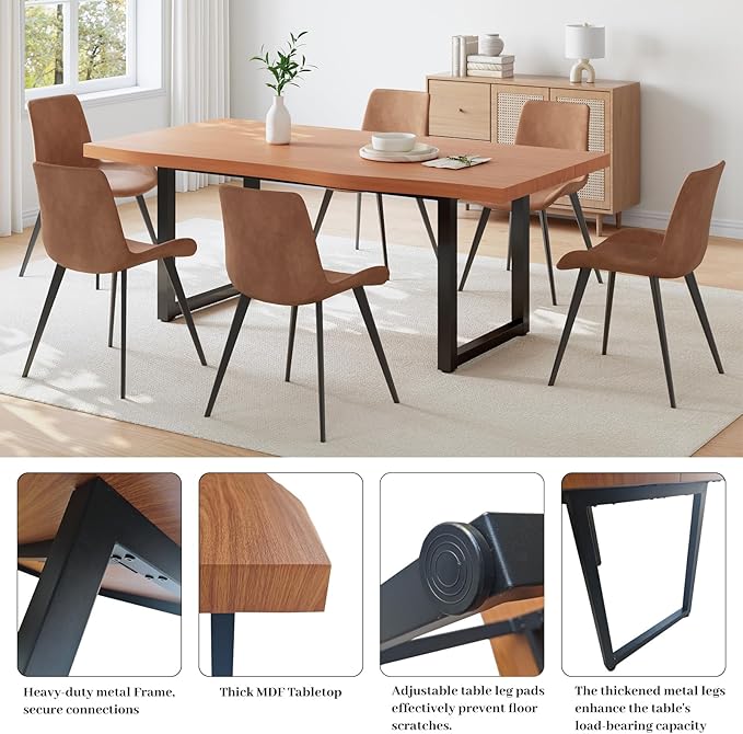 63" Wooden Dining Table for 4-6, Modern Kitchen Table Set, Thickened MDF Living Room Table for Dining Room, Kitchen, Office