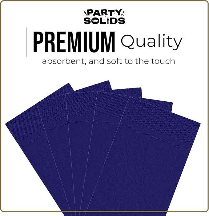 Navy Dinner Napkins Disposable 8" x 4" Folded - 40 Pcs 2 Ply Navy Napkins Disposable Paper Guest Towels for Bathrooms, Dinners, Everyday Parties & Party Supplies