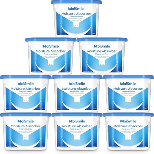 Moisture Absorbers 9 Pack, Fragrance-Free Closet Dehumidifier for Bathroom, Car ＆ Basement, 10.5 oz Refillable Humidity Absorber Boxes