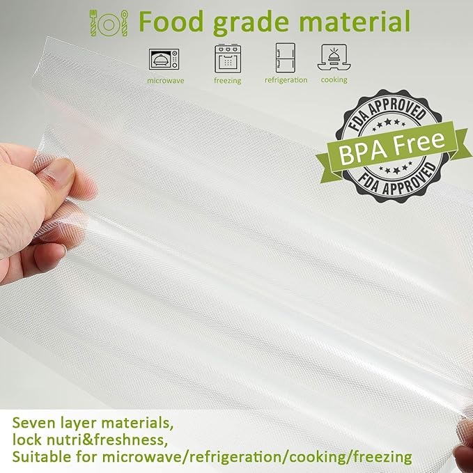 Vacuum Sealer Bags, Precut 150 Gallon 11x16, Quart 8x12, Pint 6x10, Smell-Proof, Puncture Prevention and Heavy duty. Commercial Grade