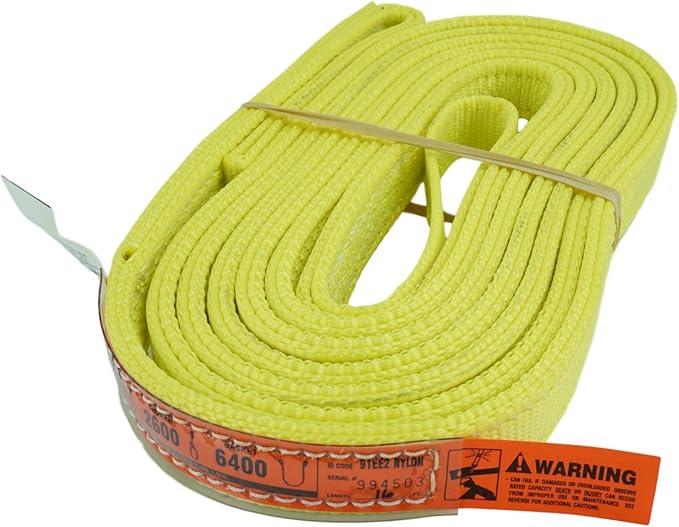 DD Sling. Multiple Sizes in Listing! (USA Made) 1" x 16', 2 Ply, Nylon Lifting Slings, Eye & Eye, Heavy Duty, 3,200 lbs Vert, 2,600 Choker, 6,400 Basket (USA Nylon) (1" x16')