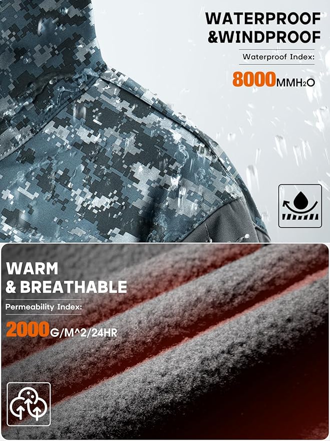 FREE SOLDIER Men's Outdoor Waterproof Soft Shell Hooded Military Tactical Jacket