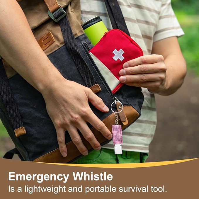 PATIKIL Emergency Whistle with Keychain, Bling Safety Survival Whistles Rescue Signaling Loud for Outdoor Camping Hiking Boating Hunting Fishing