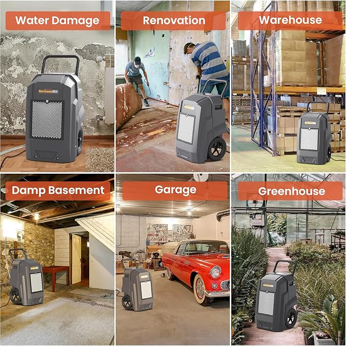 Abestorm Commercial Dehumidifier with Pump Drain Hose, 180 Pints Large Capacity Industrial Dehumidifier for Basements, Garages, Job Sites, 5 Years Limited Warranty, Grey