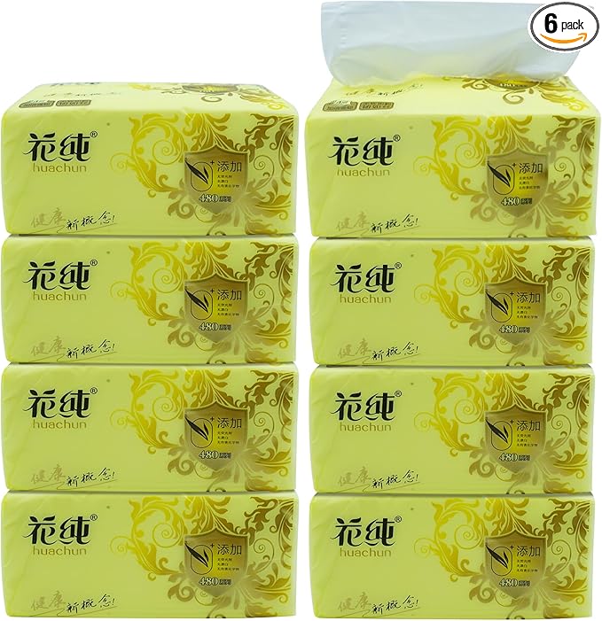 8 Packs Disposable Soft Facial Tissue, Napkin, Toilet Paper -Bag Cover NOT Box, Native Wood Pulp Fiber Material NOT COTTON, White Facial Paper Tissue, 4-Ply, 420 Sheets per Pack