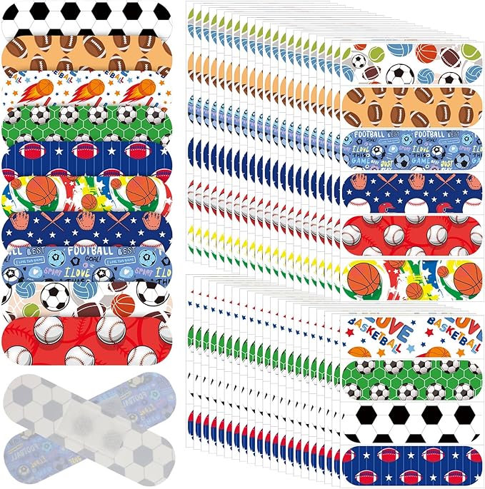 Patelai 300 Pieces Kids Bandages Bulk 10 Styles Children's Adhesive Flexible Colorful Cute Cartoon Bandages Waterproof Breathable Stickers Protection Care Cuts for Girls Boys(Balls)