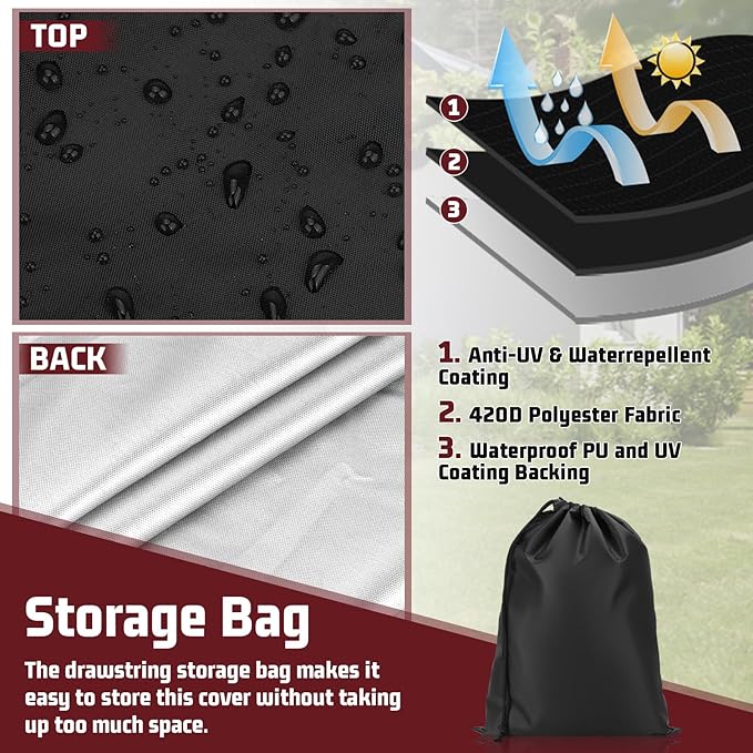 Outdoors Lawn Mower Cover Waterproof Heavy Duty Push Lawn Mower Covers Storage Tear-Resistant, UV Protection Universal Fit with Drawstring & Cover Storage Bag, Waterproof Lawnmower Covers for Outdoor