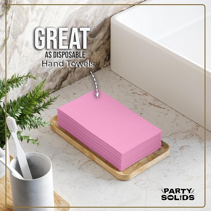 Pink Dinner Napkins Disposable 8" x 4" Folded - 40 Pcs 2 Ply Pink Napkins Disposable Paper Guest Towels for Bathrooms, Dinners, Everyday Parties & Party Supplies