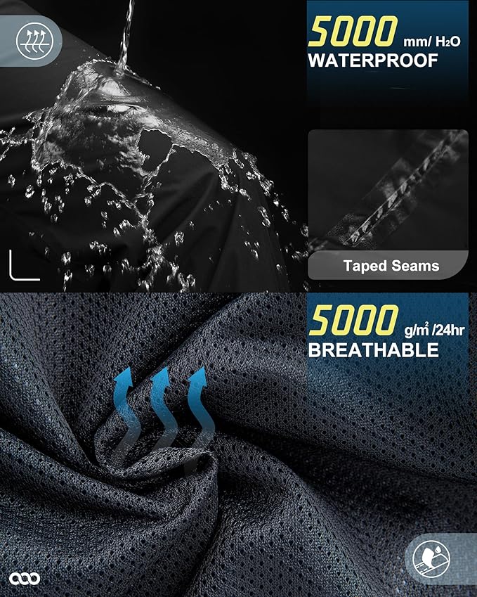 33,000ft Men's Rain Pants, Waterproof Rain Over Pants, Windproof Outdoor Pants for Hiking, Fishing