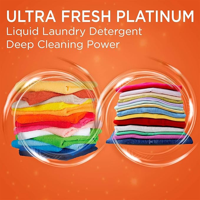 Ultra Fresh 5 Gallon Liquid Laundry Detergent Washing Soap with Spring Fresh Fabric Softener for All Machine Types, 6X Platinum, Up to 640 Loads