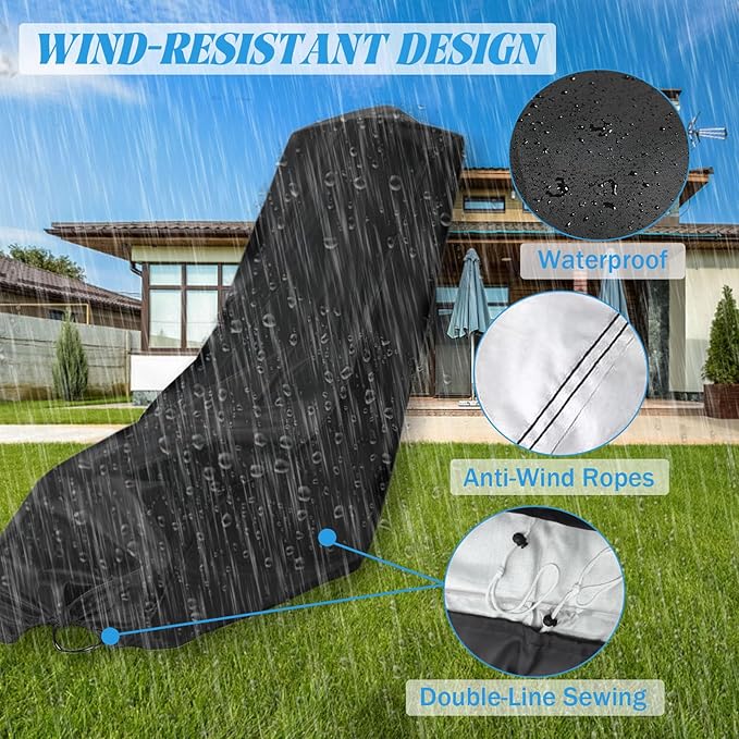 Outdoors Lawn Mower Cover - Heavy Duty 600D Polyester Oxford Waterproof, Dust UV Protection Universal Lawn Mower Cover with Drawstring & Cover Storage Bag (Black)