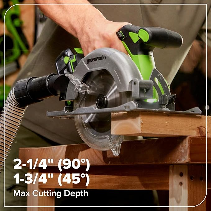 Greenworks 24V Cordless Brushless 6PCs Combo, Drill/Driver+Impact Driver+6.5" Circular Saw+Recip Saw +Oscillating Tool+Flashlight, 2.0Ah+4.0Ah Batteries (24,000mAh Power Bank) and 65W USB-C Charger