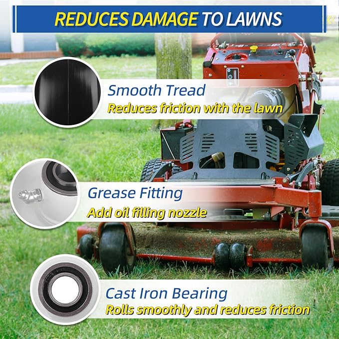 9x3.50-4 Flat Free Lawn Mower Tire and Wheel, Smooth Tread Tire for Zero Turn Mowers, Bearing Bore 3/4" & 5/8", Centered Hub Length 3.5"-4"-4.5"-5", 2 PCS