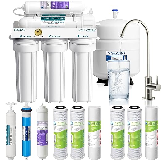 APECWaterSystems APEC Water Systems ROES-PH75 Essence Series Alkaline Mineral pH+ 75 GPD 6-Stage WQA Certified Ultra Safe Reverse Osmosis Drinking Water Filter System, with Extra High Capacity Pre-Filter Set Stage 1-3