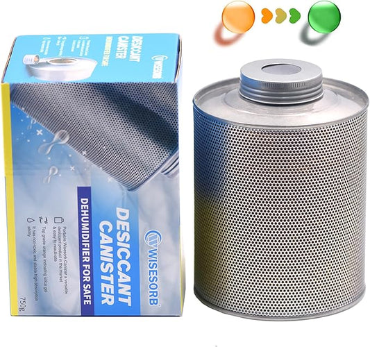 750 Grams Gun Safe Dehumidifier, Reusable Canister Desiccant Dehumidifier, Rechargeable 1.65 Lbs Indicating Silica Gel Orange to Green, Pack of 1