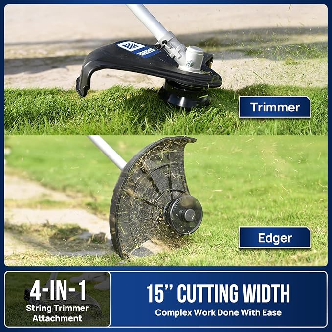 Wild Badger Power 40V Brushless Weed Wacker, String Trimmer/Edger, Hedge Trimmer and Brush Cutter Blade, Pole Saw, Attachment Capable 4-in-1 Multi-Tool Kit with 1 * 40V 4Ah Battery and 1*Charger