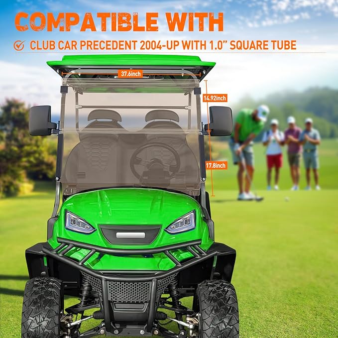 Nilight Golf Cart Windshield for Front Window Foldable Windproof UV Protection Compatible with Club Car Precedent Gas or Electric 2004-Up, Scratch and Impact Resistant, Tinted Acrylic