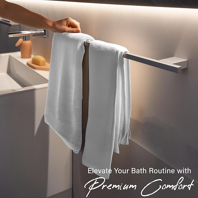 EcoNour 4 Pack Bath Towels (27x54 Inch, 550 GSM) | 100% Cotton Soft & Absorbent Towel Set | Quick-Dry, Lightweight, Durable Bathroom Towels for Home, Gym, Spa & Travel
