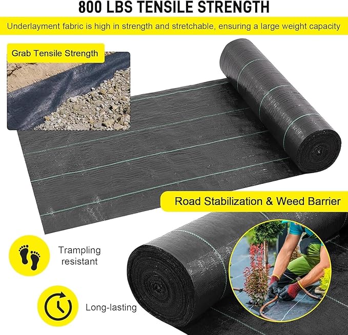 Driveway Fabric, 13x200 ft Road Fabric Commercial Weed Barrier Fabric, Landscape Fabric Heavy Duty 3.5OZ French Drain Fabric for Erosion Control,Landscape Fabric,Weed Barrier,Construction Projects