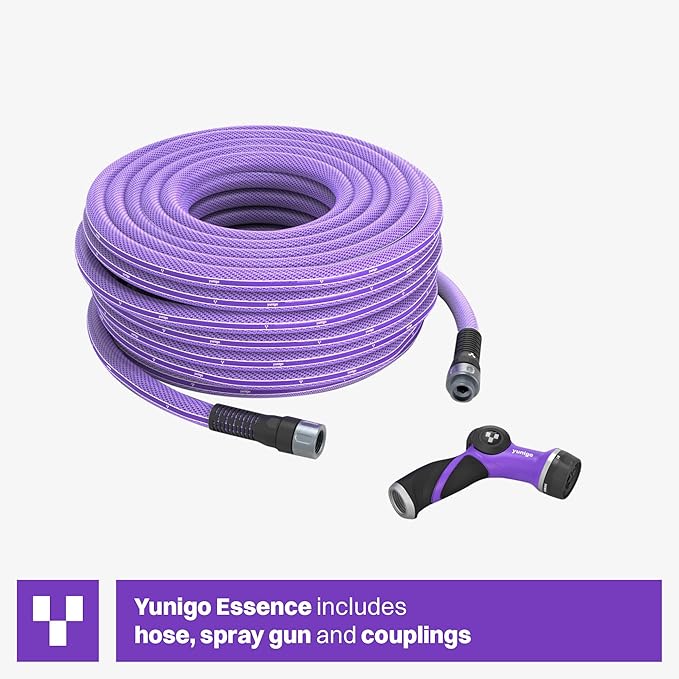 ESSENCE Garden Hose, 5/8" 50ft – Kink-Proof, Abrasion-Resistant, Durable Hybrid Polymer, Cold-Weather Flexible, Ideal for Everyday Outdoor Use and Watering, Including Vegetable Gardens