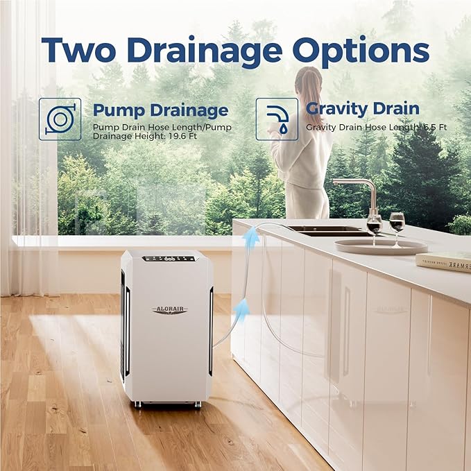 ALORAIR Energy Star Most Efficient Commercial-Grade Dehumidifier with Pump & Drain Hose Whole-House Dehumidifier for Basement, Home, Bathroom, Bedroom, Garage, Warehouse, Industrial 5-Year Warranty
