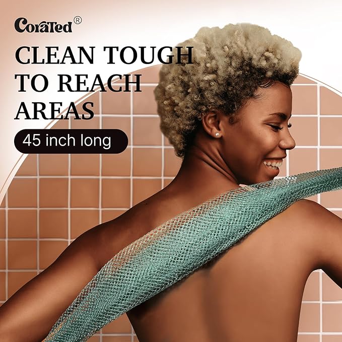 CORATED African Net Sponge Authentic, Shower Loofah Exfoliating Bath Sponge, Body Scrubber for Women and Men Daily Use Body Care, Travel Portable, Durable Bath Accessories for Bathroom (Linen & Brown)