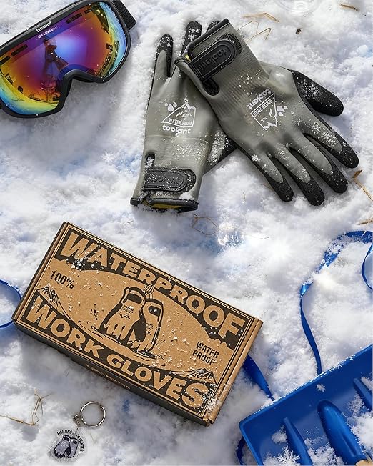 toolant 100% Waterproof Gloves for Men and Women, Winter Work Gloves for Cold Weather, Touchsreen, Thermal Insulated Freezer Gloves, With Grip, Warmth Gift for Family & Friends, Gray, XXL