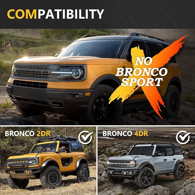 for Ford Bronco Tow Hitch Trailer Kit Compatible for 2021 2022 2023 2024 2025 Ford Bronco 2 Door & 4 Door 2 Inch Hitch Receiver with Cover, Rear Bumper Towing Hook Combo (Exclude Bronco Sport)