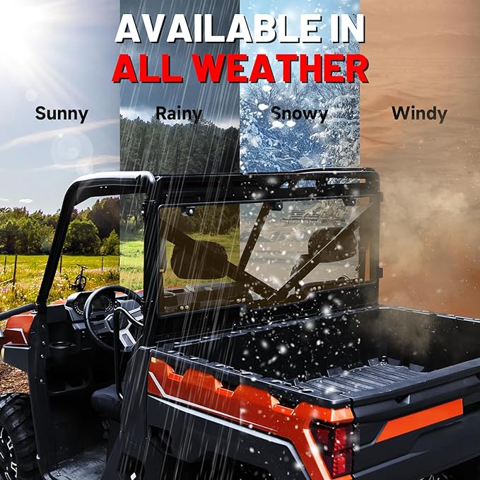 StarknightMT Ranger 1000 Rear Window, Tinted Back Window Rear Windshield Compatible with Polaris Ranger 1000/ XP 1000/ Crew 2017-2025 Ranger XP 900/ Crew 2013-2019 Heavy Duty