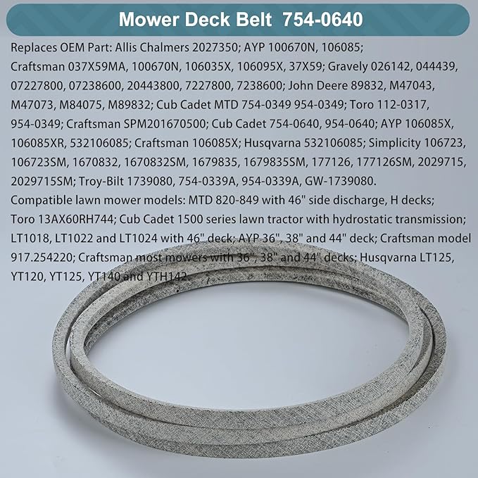 1/2 x 79'' Mower Drive Belt 954-04207 754-04207 / Kevlar Cord for Lawn Mower Belt Cub Cadet MTD LTX1042 LTX1045 LTX1046 (954-04207)