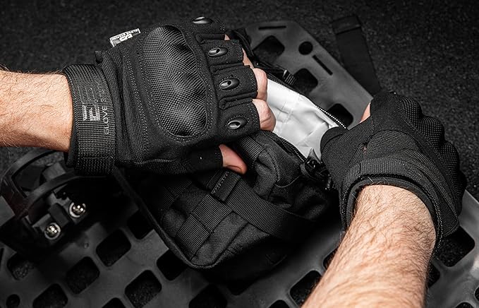 Glove Station- Fingerless Knuckle Tactical Gloves for Men - Motorcycle Gloves for Tactical Shooting, Airsoft, Hunting, Police Work and Hiking