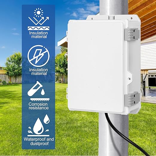 Electrical Junction Box 11"x7.4"x3.3" ABS Waterproof Enclosure Plastic Weatherproof Project Box with Internal Mounting Panel Hinged Cover (Grey Plastic)