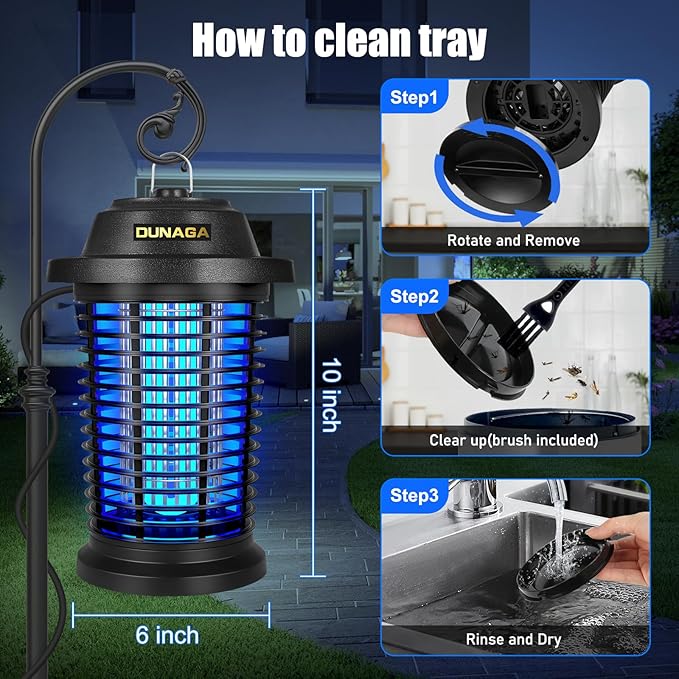 Bug Zapper Outdoor, Mosquito Zapper Indoor, Electric Fly Zapper, Fly Traps, Coverage of 1/2 Acre, 15W Light & 4200V Grid Fly Killer for Home, Backyard, Patio