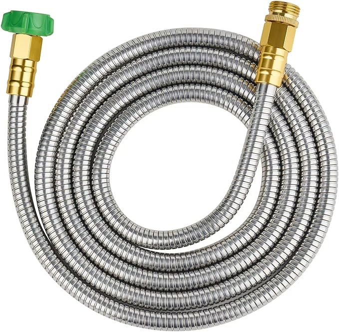 SKYWARD 304 Stainless Steel Garden Hose 10 ft with Female to Male Metal Connector, Anti-Leakage, Flexible & Lightweight Kink Free Water Hose, Easy to Use & Store (10ft)