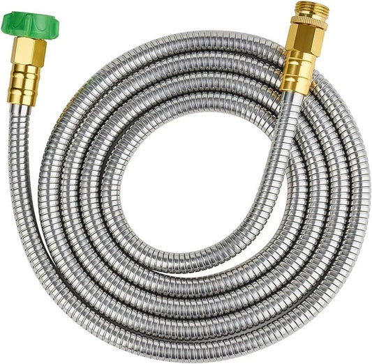 SKYWARD 304 Stainless Steel Garden Hose 10 ft with Female to Male Metal Connector, Anti-Leakage, Flexible & Lightweight Kink Free Water Hose, Easy to Use & Store (10ft)