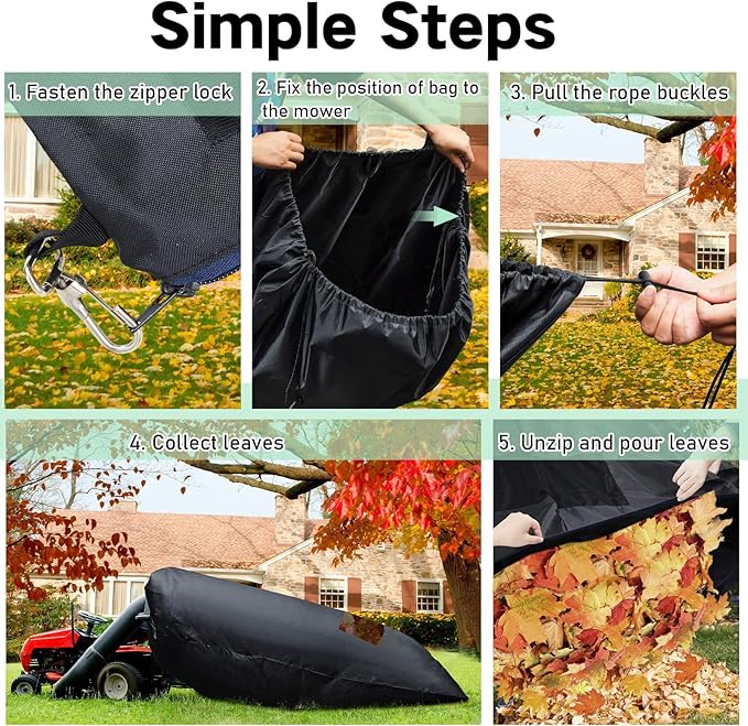 Patelai 2 Pcs 2025 New Lawn Tractor Leaf Bag 420d Grass Catcher Bag for Riding Lawn Mower, 78.7 x 52 Inch Large Capacity Grass Catcher for Leaf Collection Heavy Duty Material Collection(Black)