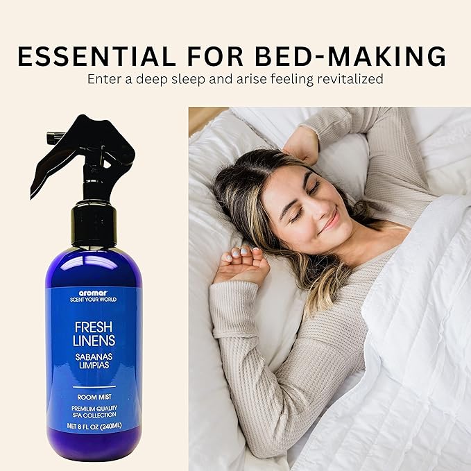 Aromar Essential Room Mist and Fabric Spray with Natural Freshener Aromatherapy for a Fresh and Rejuvenated Home 8 oz Fresh Linens