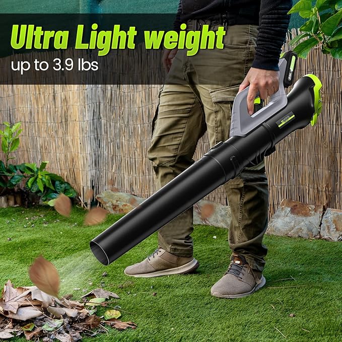Cordless Leaf Blower 150MPH 350CFM, Electric Handheld Leaf Blower with 2 * 20V 2Ah Batteries, Infinitely Variable Speed, Lightweight Axial Powerful Blower for Lawn Care | Patio | Yard | Jobsite