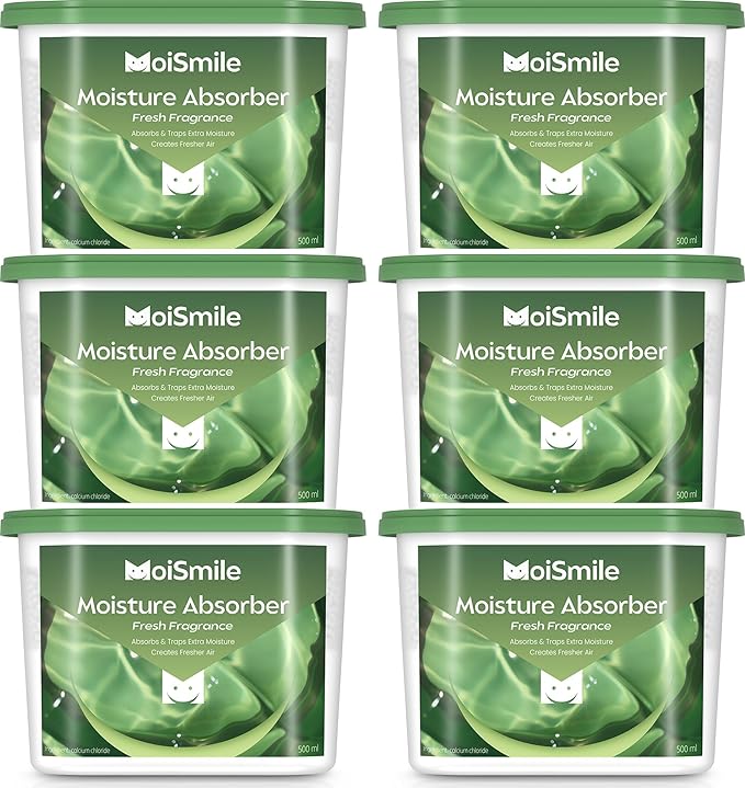 Moisture Absorbers 6 Pack, Fresh Fragrance Closet Dehumidifier for Bathroom, Car ＆ Basement, 10.5 oz Refillable Humidity Absorber Boxes