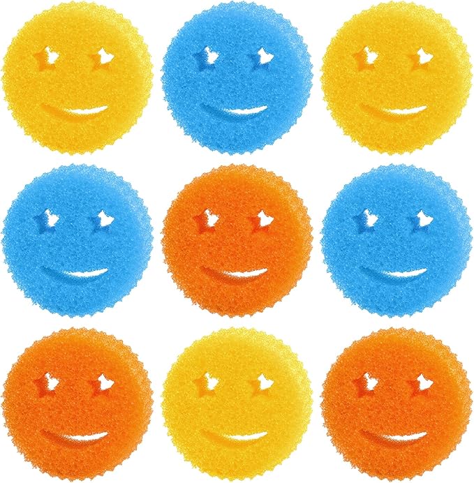 HELIME Scrub Sponges Dish Scrubber, Non-Scratch Multi-Functional Color Sponge, Temperature Controlled Cleaning Pads, Dishwasher Safe for Kitchen, Bathroom, Stain Odor Resistant BPA Free Polymer Foam