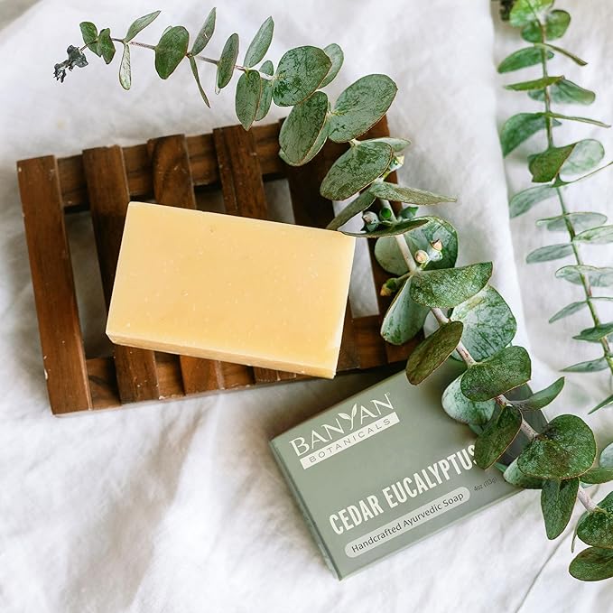 Banyan Botanicals Cedar Eucalyptus Soap – With Eucalyptus and Himalayan Cedarwood Essential Oil – Calming & Refreshing with an Invigorating Scent – 4 oz Bar – Free of Sulfates, Phthalates & Parabens