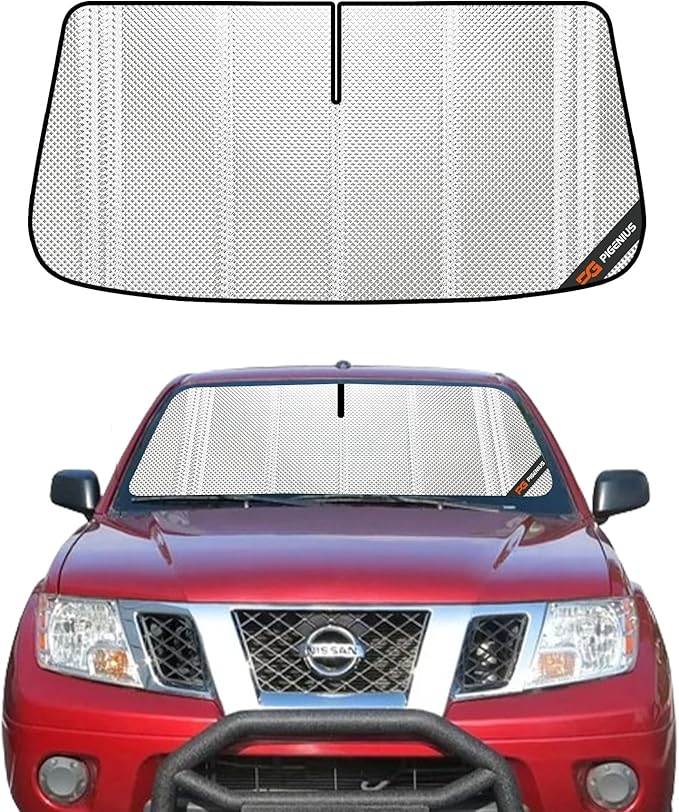 Windshield Sun Shade for Nissan Frontier/Xterra 2005-2021, Suzuki Equator 2009-2012. Full Coverage Rearview Mirror Shade for Ultimate Protection