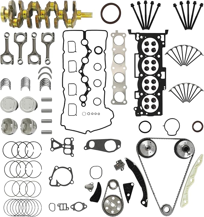 G4KE 2.4 Overhaul Rebuild Kit With VVT Timing Chain Kit Crankshaft & Piston & Con-Rods Fit For Hyundai Azera Santa Fe Sonata Tucson KIA Optima Sportage Sorento 2.4L 2007-2021 Replace#23111-2G200