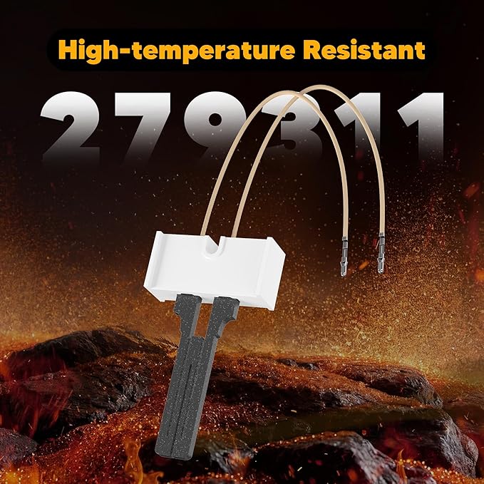 338906 Gas Dryer Flame Sensor Kit with 279311 Ignitor and 279834 Gas Valve Solenoid Coils by Funmit, Gas Dryer Repair Kit Replaces Wp338906 Ap3094138 Ps334310 12001349